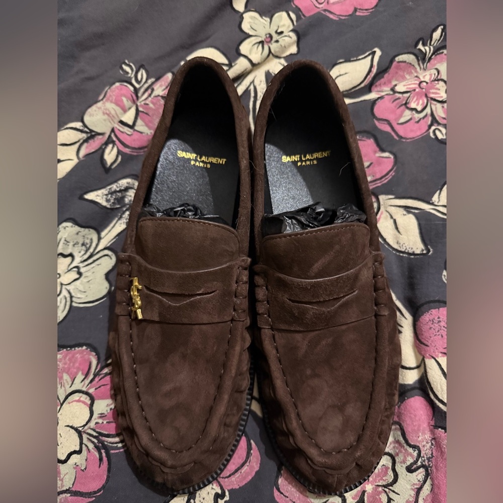 Dark Brown Suede Penny Loafer
